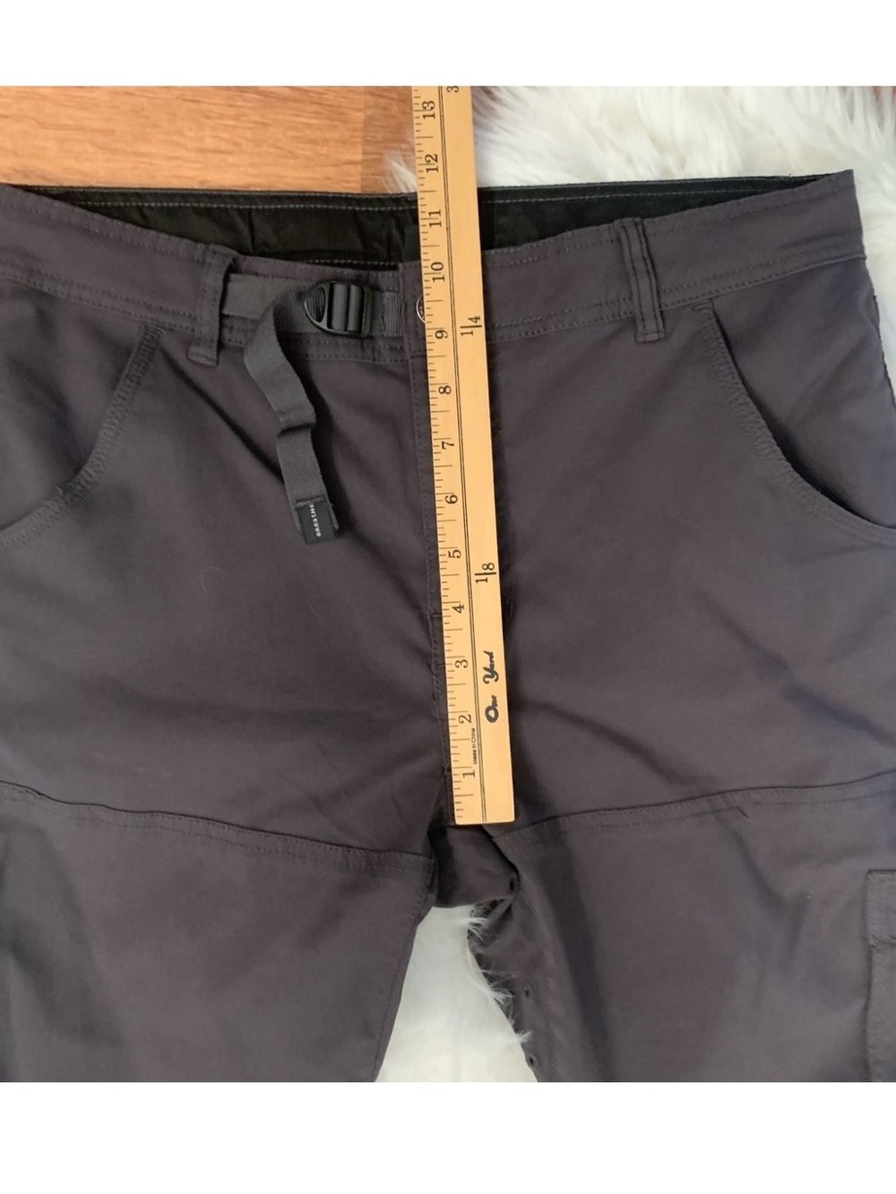 PrAna ORIGINAL Stretch Zion Pant Snap Roll Up Med x 32 1/2” Charcoal Gray Hiking - Picture 8 of 16